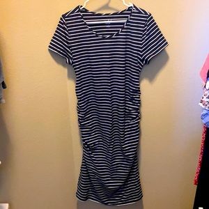 Navy striped maternity dress